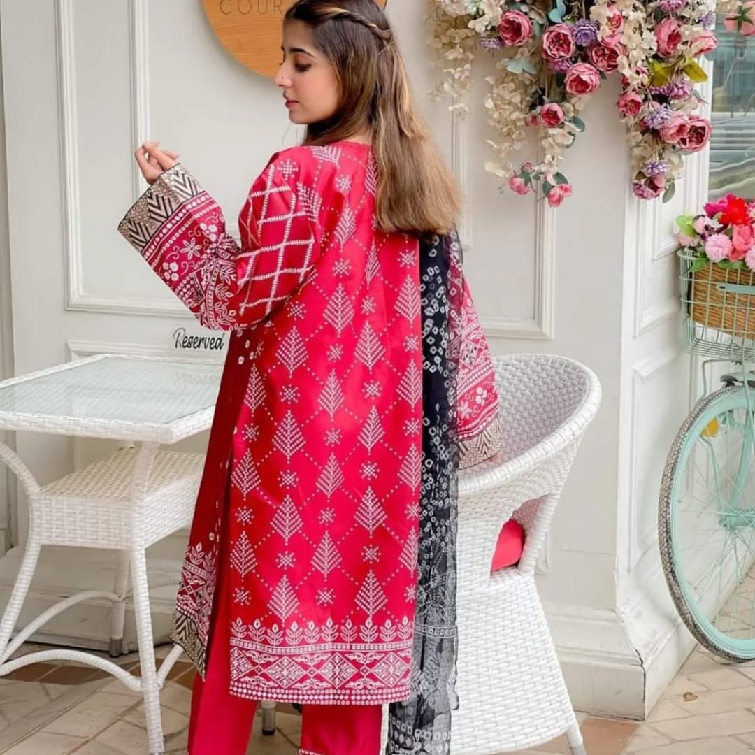 CHUNRI SILK RED 3PC