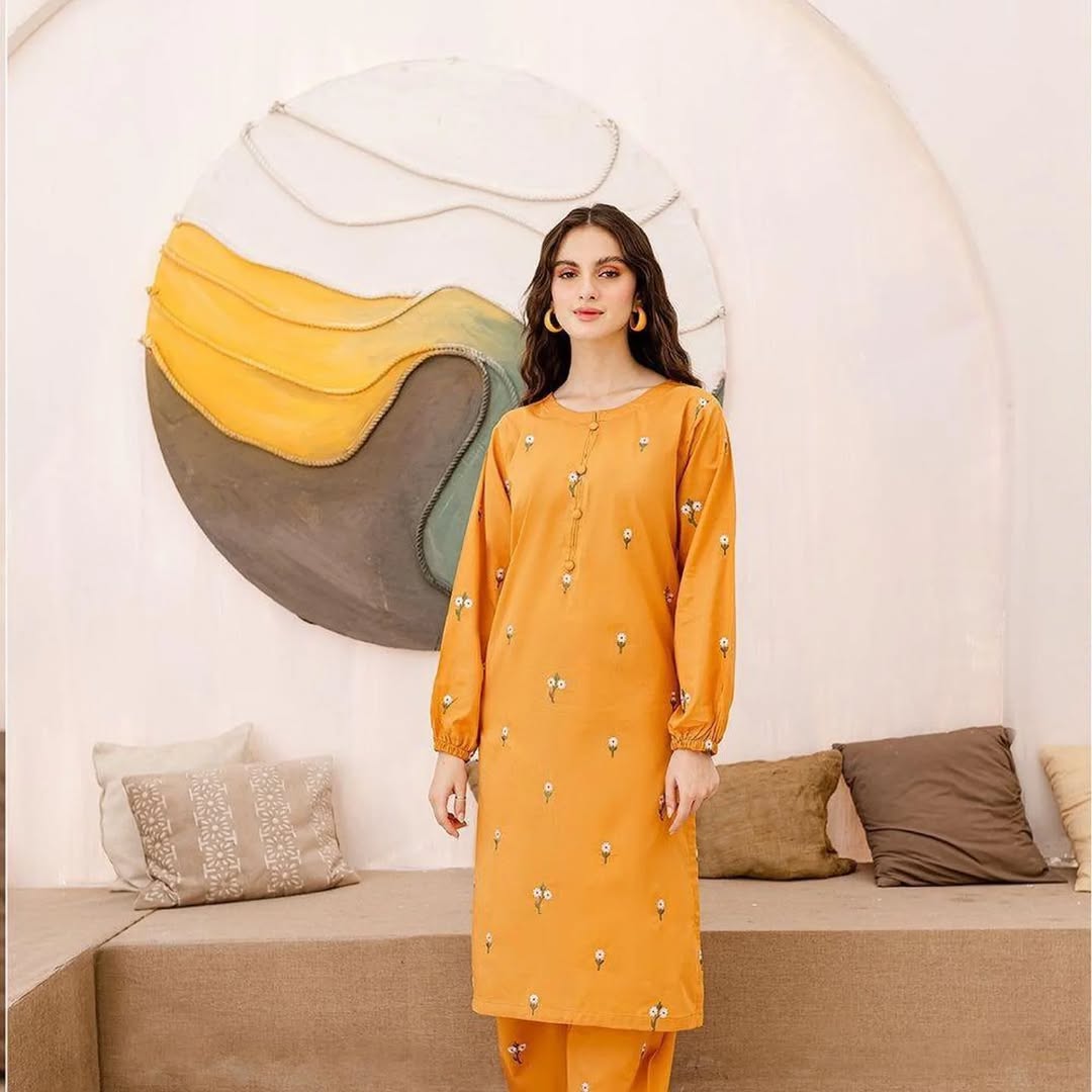 EMBROIDED GULAB MUSTARD 2PC
