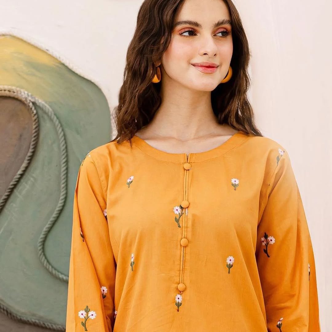 EMBROIDED GULAB MUSTARD 2PC