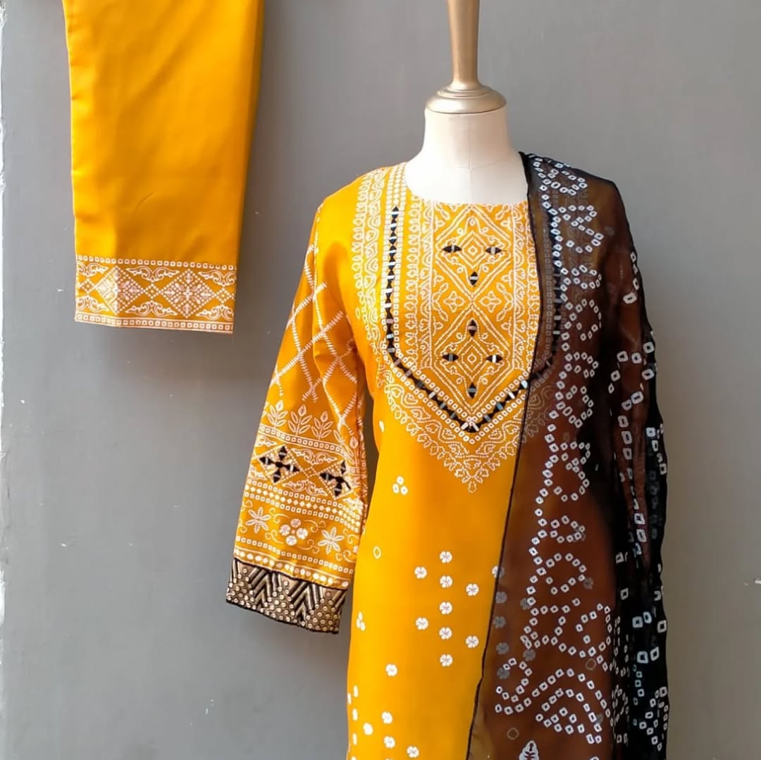 CHUNRI SILK MUSTARD 3PC