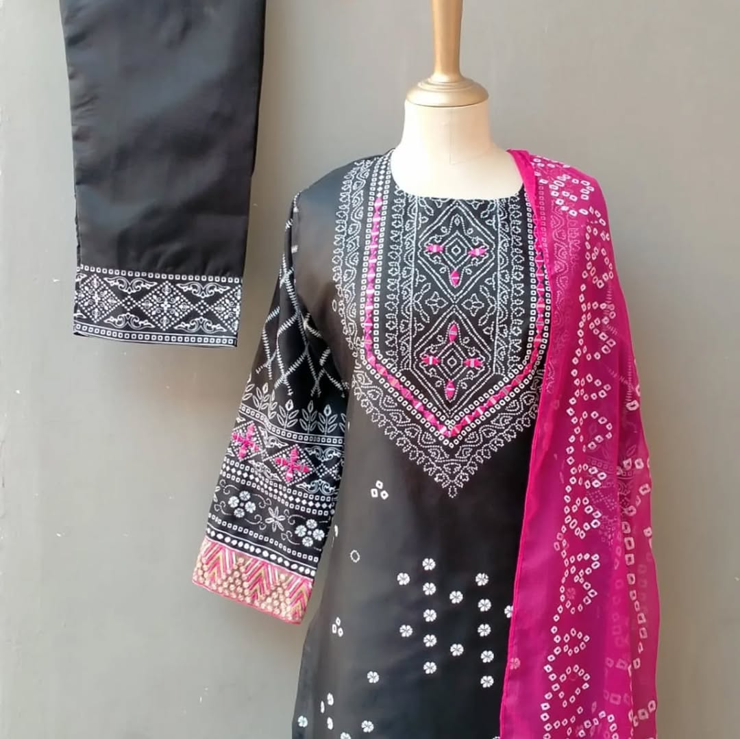CHUNRI SILK BLACK 3PC
