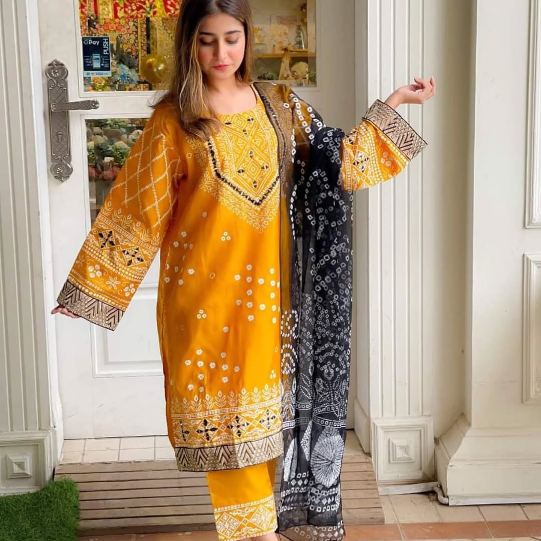 CHUNRI SILK MUSTARD 3PC